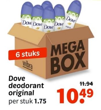 Promoties Dove deodorant original - Dove - Geldig van 01/04/2024 tot 14/04/2024 bij Wibra