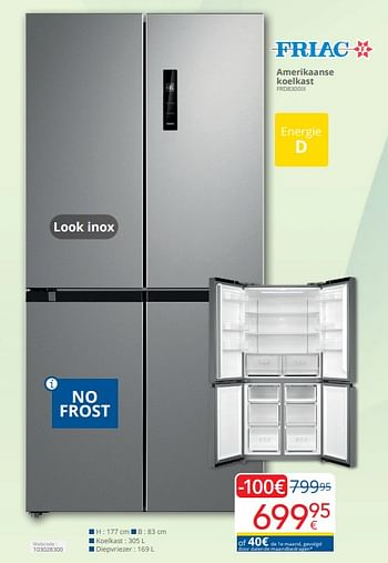 Promoties Friac amerikaanse koelkast frd8300ix - Friac - Geldig van 01/04/2024 tot 30/04/2024 bij Eldi