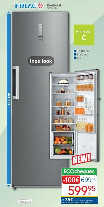 Promoties Friac koelkast co5012ix - Friac - Geldig van 01/04/2024 tot 30/04/2024 bij Eldi