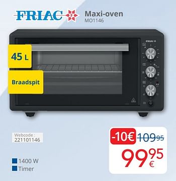 Promotions Friac maxi oven mo1146 - Friac - Valide de 01/04/2024 à 30/04/2024 chez Eldi
