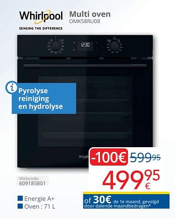 Promotions Whirlpool multi oven omk58ru0b - Whirlpool - Valide de 01/04/2024 à 30/04/2024 chez Eldi