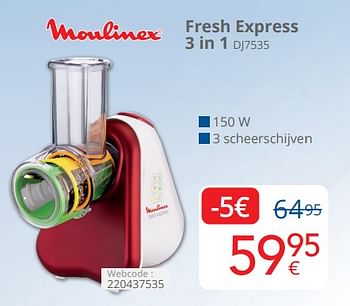Promoties Moulinex fresh express 3 in 1 dj7535 - Moulinex - Geldig van 01/04/2024 tot 30/04/2024 bij Eldi