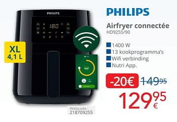 Promotions Philips airfryer connectée hd9255 90 - Philips - Valide de 01/04/2024 à 30/04/2024 chez Eldi