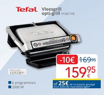 Promoties Tefal vleesgrill opti-grill yy3871fb - Tefal - Geldig van 01/04/2024 tot 30/04/2024 bij Eldi