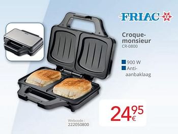 Promotions Friac croquemonsieur cr-0800 - Friac - Valide de 01/04/2024 à 30/04/2024 chez Eldi