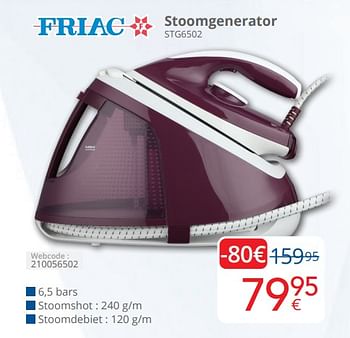 Promotions Friac stoomgenerator stg6502 - Friac - Valide de 01/04/2024 à 30/04/2024 chez Eldi