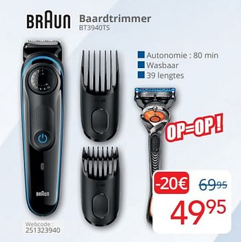 Promotions Braun baardtrimmer bt3940ts - Braun - Valide de 01/04/2024 à 30/04/2024 chez Eldi
