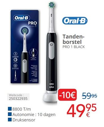 Promotions Oral-b tandenborstel pro 1 black - Oral-B - Valide de 01/04/2024 à 30/04/2024 chez Eldi