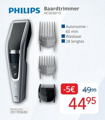 Promotions Philips baardtrimmer hc5630 15 - Philips - Valide de 01/04/2024 à 30/04/2024 chez Eldi