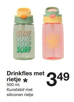 Promoties Drinkfles met rietje - Huismerk - Zeeman  - Geldig van 30/03/2024 tot 12/04/2024 bij Zeeman
