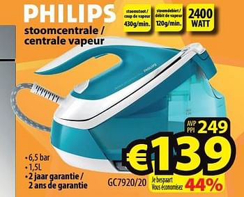 Promoties Philips stoomcentrale - centrale vapeur gc7920-20 - Philips - Geldig van 10/04/2024 tot 17/04/2024 bij ElectroStock