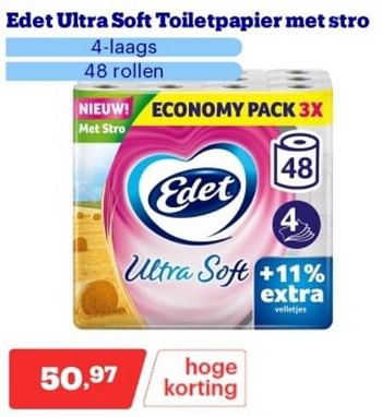 Promoties Edet ultra soft toiletpapier met stro - Edet - Geldig van 02/04/2024 tot 07/04/2024 bij Bol.com