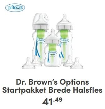 Promoties Dr. brown`s options startpakket brede halsfles - DrBrown's - Geldig van 06/04/2024 tot 13/04/2024 bij Baby & Tiener Megastore