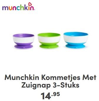 Promoties Munchkin kommetjes met zuignap - Munchkin - Geldig van 06/04/2024 tot 13/04/2024 bij Baby & Tiener Megastore