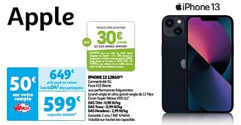 Promoties Apple iphone 13 128go - Apple - Geldig van 03/04/2024 tot 16/04/2024 bij Auchan