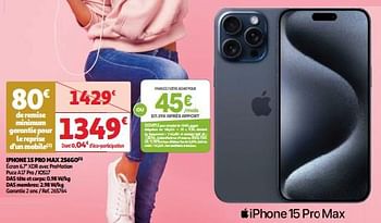 Promoties Apple iphone 15 pro max 256go - Apple - Geldig van 03/04/2024 tot 16/04/2024 bij Auchan