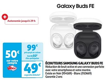 Promoties Écouteurs samsung galaxy buds fe noir - Samsung - Geldig van 03/04/2024 tot 16/04/2024 bij Auchan