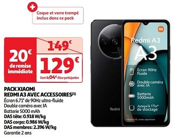 Promoties Pack xiaomi redmi a3 avec accessoires - Xiaomi - Geldig van 03/04/2024 tot 16/04/2024 bij Auchan