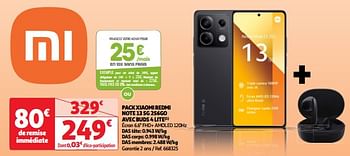 Promoties Pack xiaomi redmi note 13 5g 256go avec buds 4 lite - Xiaomi - Geldig van 03/04/2024 tot 16/04/2024 bij Auchan