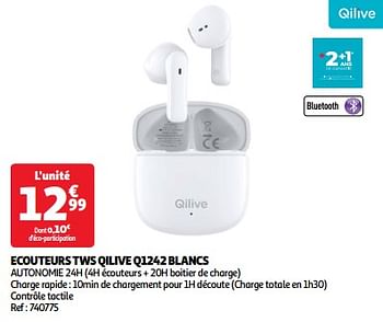 Promoties Ecouteurs tws qilive q1242 blancs - Qilive - Geldig van 03/04/2024 tot 16/04/2024 bij Auchan
