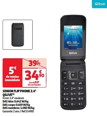 Promotions Senior flip phone 2.4`` qilive - Qilive - Valide de 03/04/2024 à 16/04/2024 chez Auchan Ronq