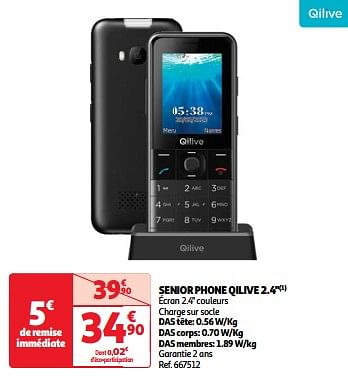 Promotions Senior phone qilive 2.4`` - Qilive - Valide de 03/04/2024 à 16/04/2024 chez Auchan Ronq