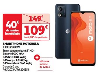 Promotions Smartphone motorola e13 128go - Motorola - Valide de 03/04/2024 à 16/04/2024 chez Auchan Ronq