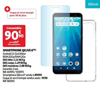 Promoties Smartphone qilive 6`` - Qilive - Geldig van 03/04/2024 tot 16/04/2024 bij Auchan
