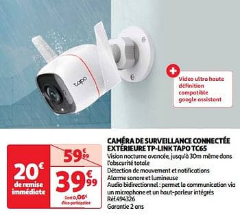 Promoties Caméra de surveillance connectée extérieure tp-link tapo tc65 - TP-LINK - Geldig van 03/04/2024 tot 16/04/2024 bij Auchan