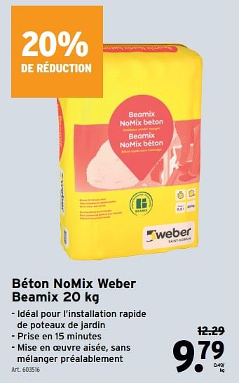 Promotions Béton nomix weber beamix - Weber - Valide de 03/04/2024 à 09/04/2024 chez Gamma