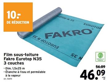 Promotions Film sous-toiture fakro eurotop n35 3 couches - Fakro - Valide de 03/04/2024 à 09/04/2024 chez Gamma