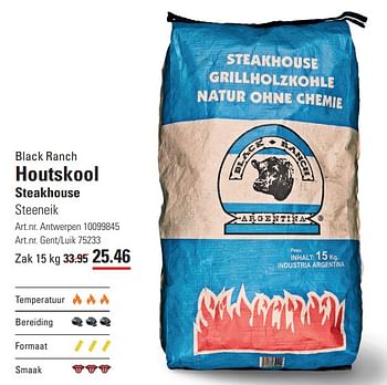 Promotions Houtskool steakhouse - Black Ranch - Valide de 04/04/2024 à 22/04/2024 chez Sligro