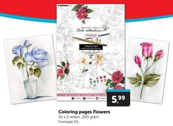 Promoties Coloring pages flowers - Studio Light - Geldig van 06/04/2024 tot 14/04/2024 bij BoekenVoordeel