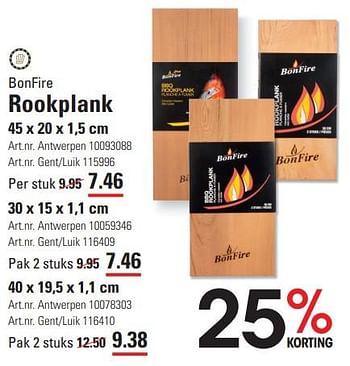 Promotions Rookplank - Bonfire - Valide de 04/04/2024 à 22/04/2024 chez Sligro