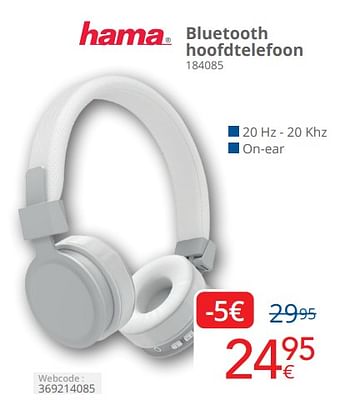 Promotions Bluetooth hoofdtelefoon 184085 - Hama - Valide de 01/04/2024 à 30/04/2024 chez Eldi