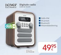 Promoties Denver electronics digitale radio dab 48 white - Denver Electronics - Geldig van 01/04/2024 tot 30/04/2024 bij Eldi