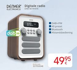 Denver electronics digitale radio dab 48 white