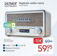 Denver electronics digitale radio retro dab 18lw-Denver Electronics