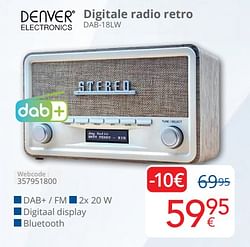 Denver electronics digitale radio retro dab 18lw