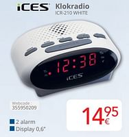 Promoties Ices klokradio icr 210 white - Ices - Geldig van 01/04/2024 tot 30/04/2024 bij Eldi