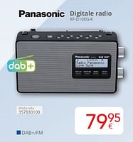 Promoties Panasonic digitale radio rf d10eg k - Panasonic - Geldig van 01/04/2024 tot 30/04/2024 bij Eldi