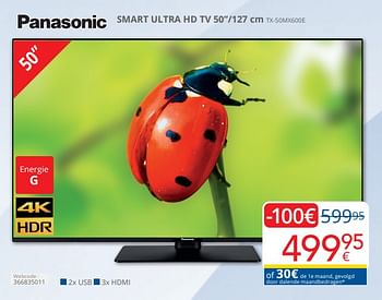 Promotions Panasonic smart ultra hd tv 50`` tx 50mx600e - Panasonic - Valide de 01/04/2024 à 30/04/2024 chez Eldi