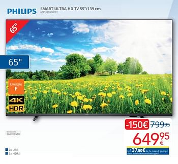 Promotions Philips smart ultra hd tv 55`` 65pus7608 12 - Philips - Valide de 01/04/2024 à 30/04/2024 chez Eldi