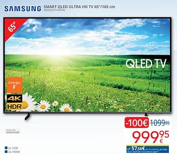 Promotions Samsung smart qled ultra hd tv 65`` qe65q67cauxxn - Samsung - Valide de 01/04/2024 à 30/04/2024 chez Eldi