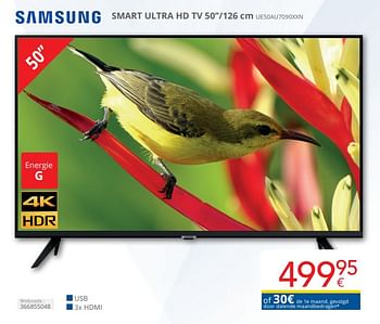 Promoties Samsung smart ultra hd tv 50`` ue50au7090xxn - Samsung - Geldig van 01/04/2024 tot 30/04/2024 bij Eldi