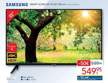 Promotions Samsung smart ultra hd tv 55`` ue55au7090uxxn - Samsung - Valide de 01/04/2024 à 30/04/2024 chez Eldi