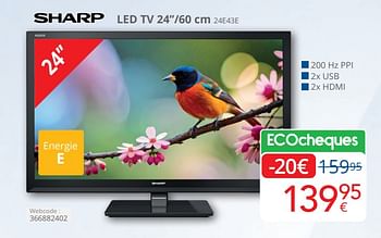 Promoties Sharp led tv 24``24e43e - Sharp - Geldig van 01/04/2024 tot 30/04/2024 bij Eldi