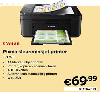 Promotions Canon pixma kleureninkjet printer tr4750i - Canon - Valide de 01/04/2024 à 30/04/2024 chez Compudeals