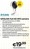 Promoties D-link mydlink full hd wifi camera - D-Link - Geldig van 01/04/2024 tot 30/04/2024 bij Compudeals