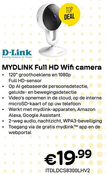 Promoties D-link mydlink full hd wifi camera - D-Link - Geldig van 01/04/2024 tot 30/04/2024 bij Compudeals